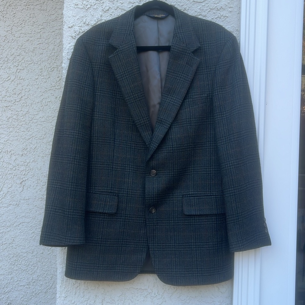Brooks Brothers Men's Green/Blue Plaid Wool Sportscoat Blazer Jacket Size 40R